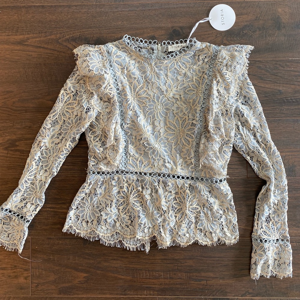 Vici Collection Lace Blue Blouse